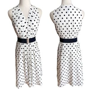 Ann Taylor White Belted Shirt Dress sz 2 Belted Sleeveless Pleated Chic